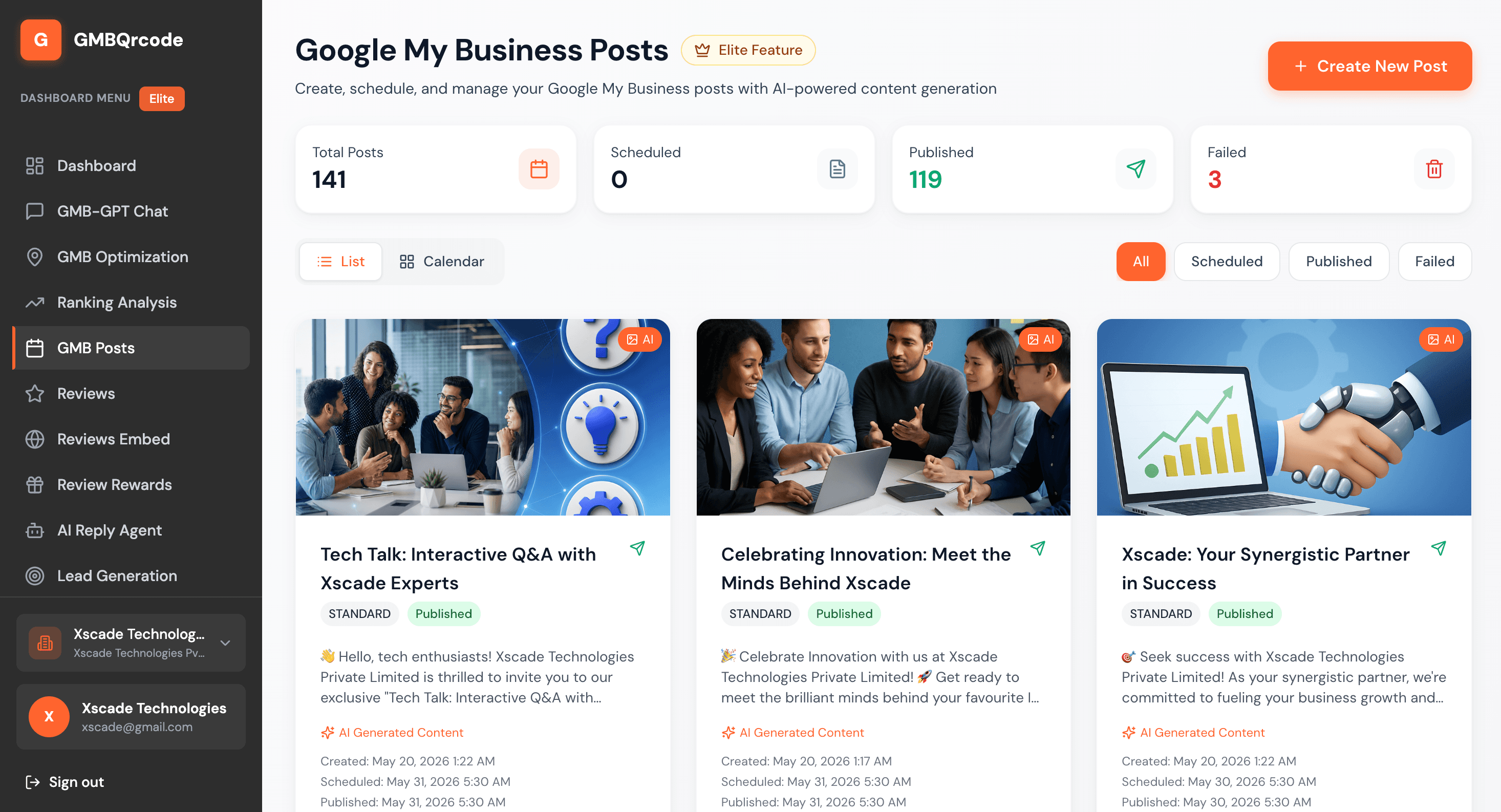 GMBQrcode automatic AI Google Business Profile posts scheduler